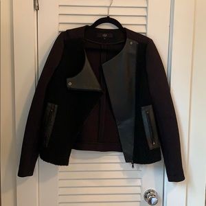 Leather, wool and neoprene jacket